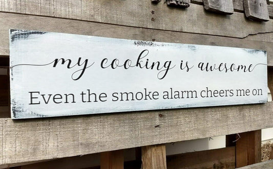 Funny Kitchen Sign, My Cooking is So Awesome, Farmhouse Kitchen Wall Decor,Rustic Quote Wooden Plaque Hanging for Housewarming (Cooking) 6x16 Inch