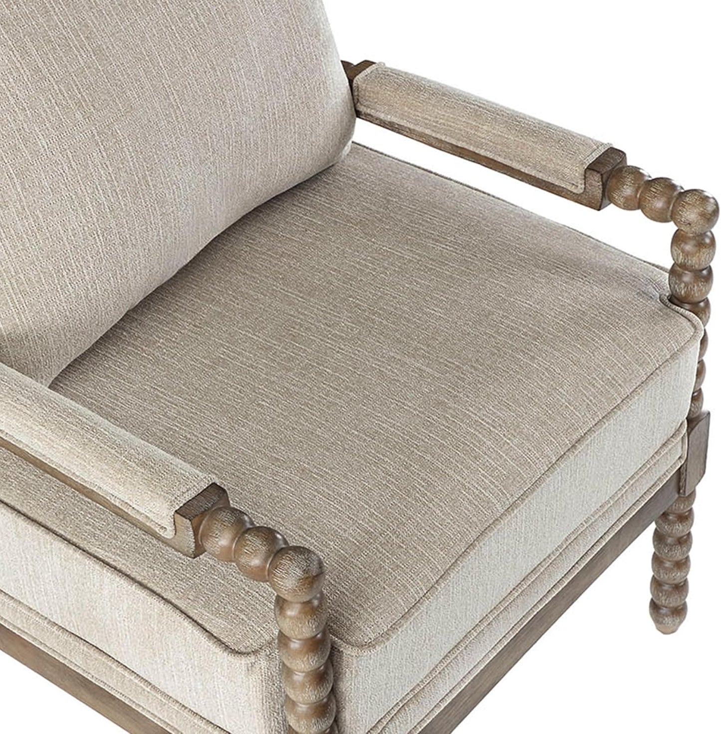 DUHOME Linen Fabric Spindle Accent Chairs Set of 2,Spool Chairs with High Resilience Spring Cushion and Armrest Pads, Leisure Armchair for Living Room Bedroom Farmhouse Home Office Belcony