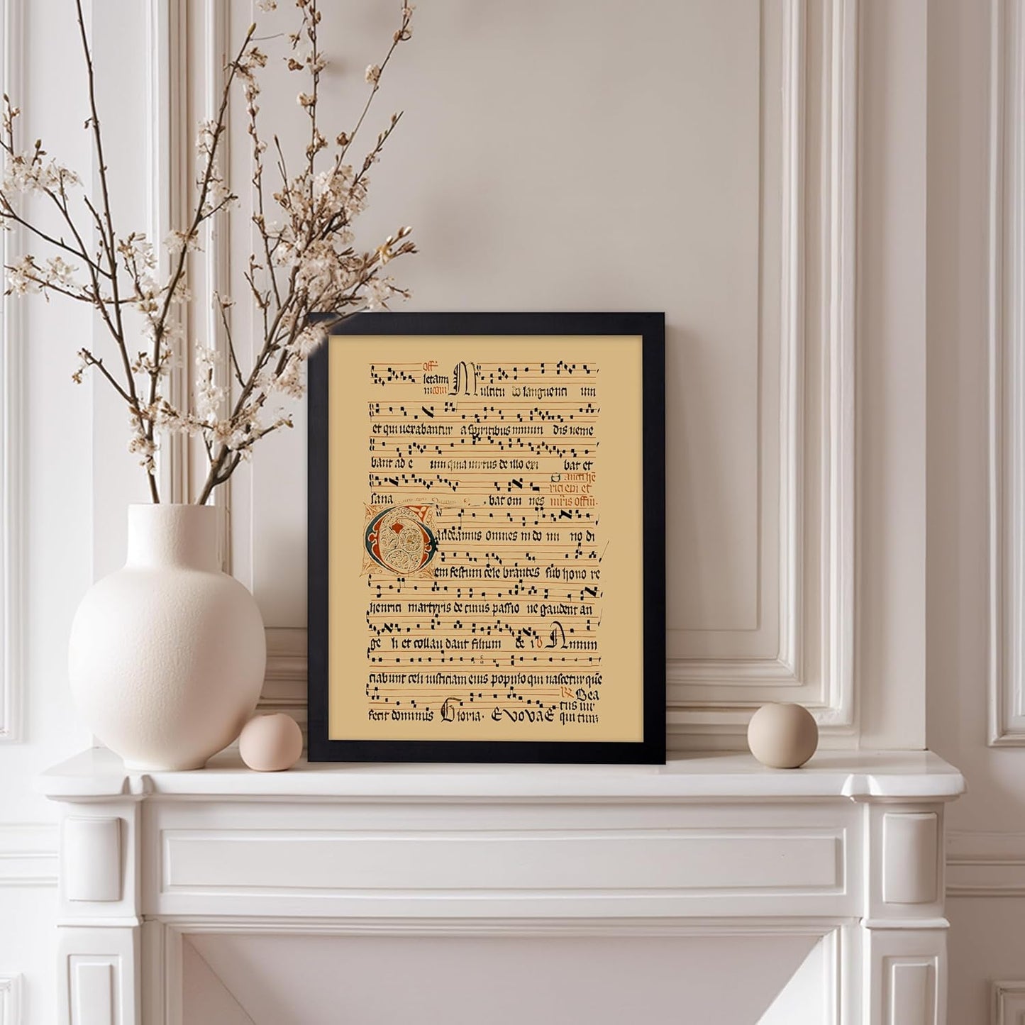 Poster Master Vintage Hymnal Poster - Retro Music Print - Gift for Artist, Friend - Graduale Aboense, Gregorian Chant Manuscript, Score - Wall Decor for Living Room, Bedroom, 8x10 Black Framed