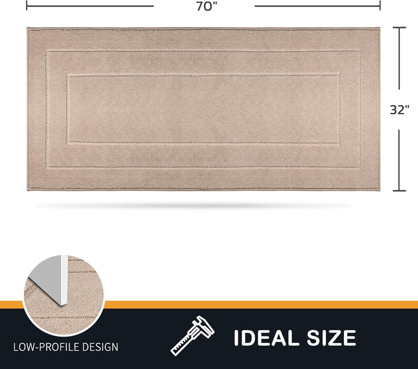 PURRUGS Dirt Trapping Door Mat 32" x 70", Non-Slip/Skid Machine Washable Entryway Rug, Dog Doormat, Super Absorbent Welcome Mat for Muddy Wet Shoes and Paws, Beige