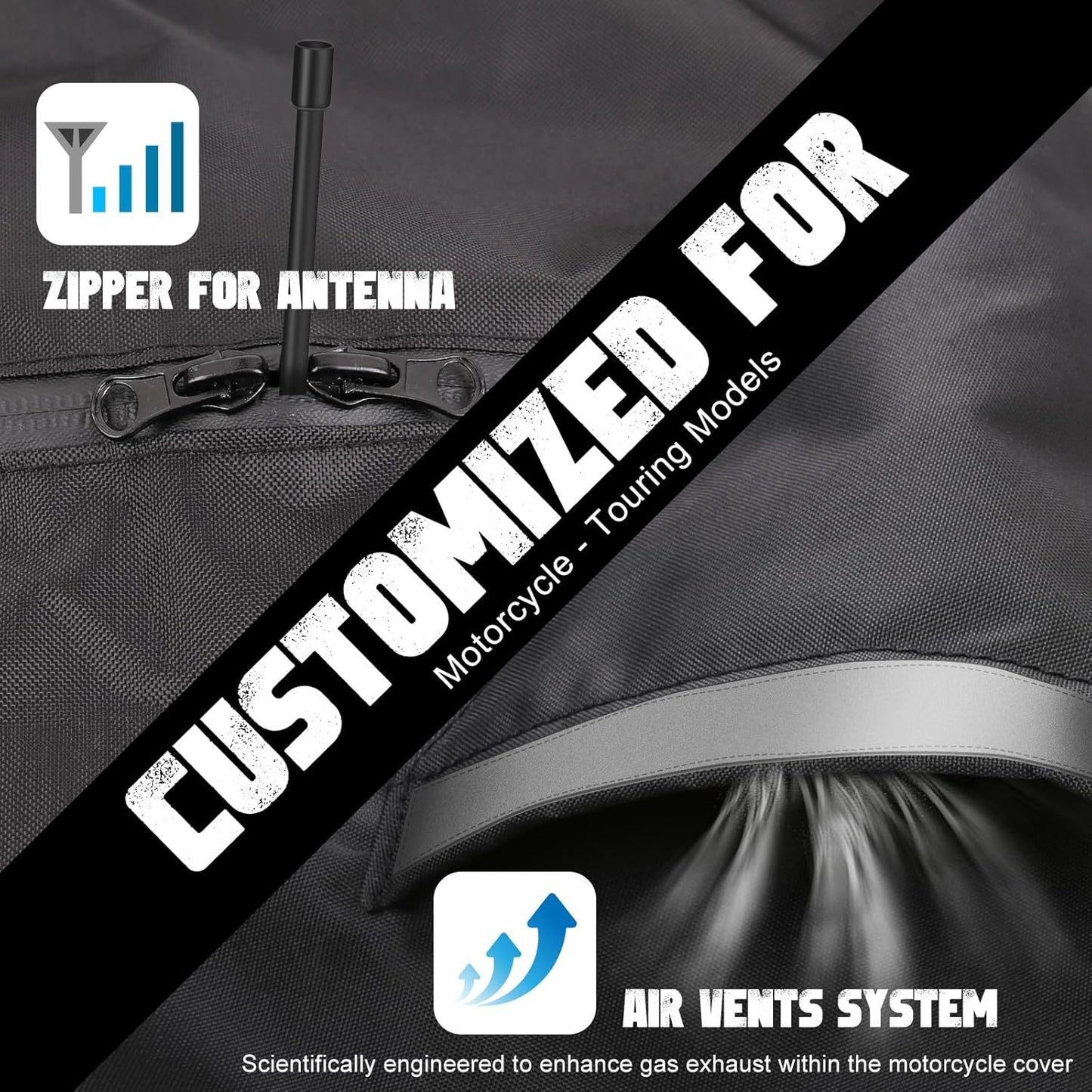 Motorcycle Cover Storage for Touring Models Harley Davidson Road King,Road Glide,Street Glide, Electra Glide,Heritage Classic,Low Rider-ST,and Most Motorcycles Black