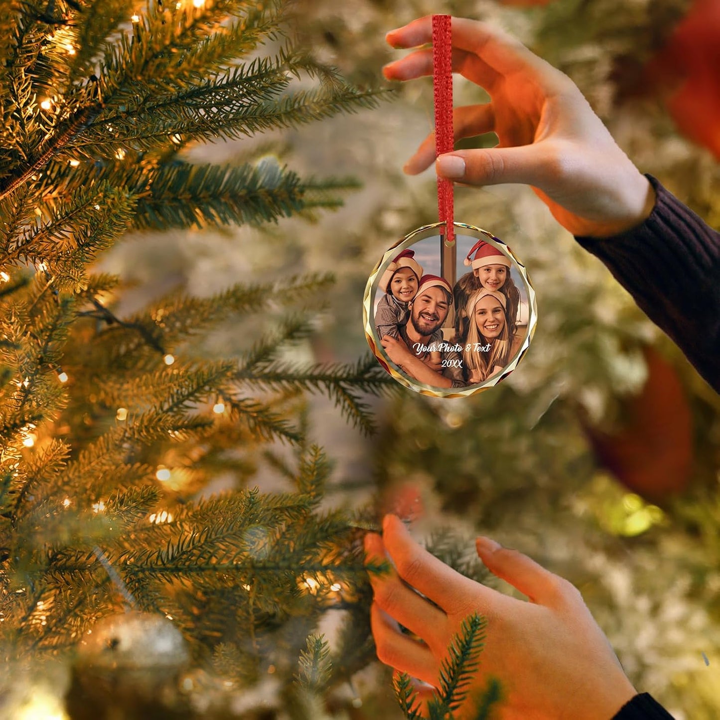 Bemaystar Personalized Crystal Christmas Ornaments with Photo,Custom Christmas Ornament,Wedding Gifts for Couples,Bridal Shower Gifts for Bride