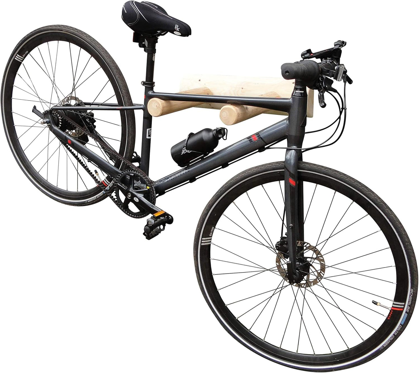 1-Place Wall-Mounted Bike Log Rack, Road Bike Wall Mount Hook, Bicycle Hangers for Garage Wall Racks, Bicycle Hooks for Hanging, Indoor Storage Garage Hooks for Bikes - Unfinished