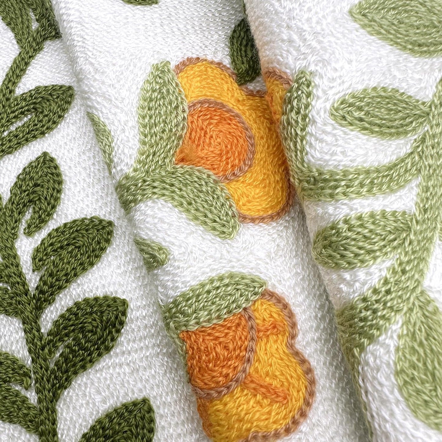 Alysheer Flower Embroidered Summer Decorative Lumbar Throw Pillow Cover 12"x 20", Farmhouse Cottage Orange Floral Green Leaves Patterned Cotton Canvas Cushion Case for Sofa Couch Bed Living Room