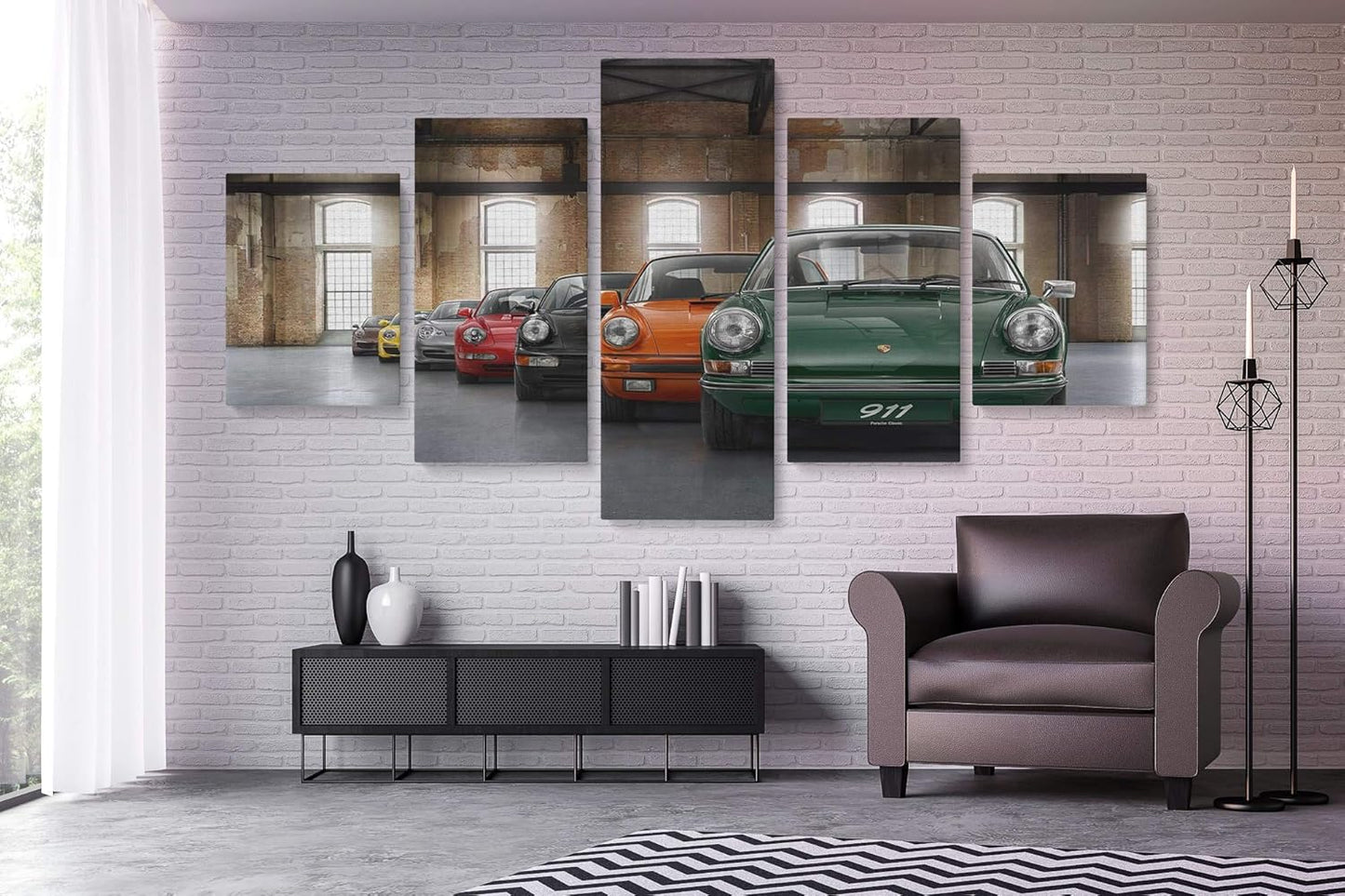 Porsche Car 911 Color Revolution Canvas Art Print Picture Wall Home Decor - Various Sizes (5 Pieces Large)