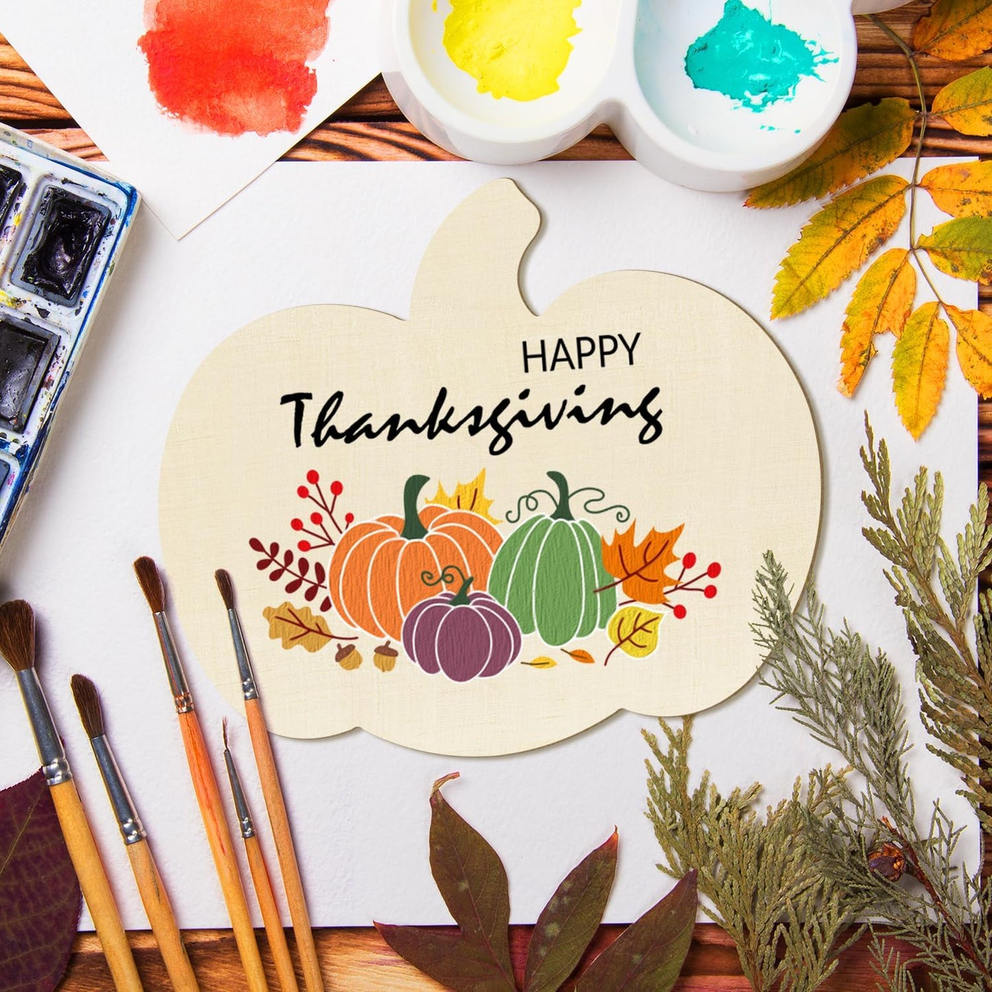 Wooden Pumpkins Ornaments to Paint Halloween Thanksgiving Decoration Cutouts Unfinished 6Pack, DIY Blank Unfinished Pumpkin Ornament for Home Harvest Crafts Autumn Decoration