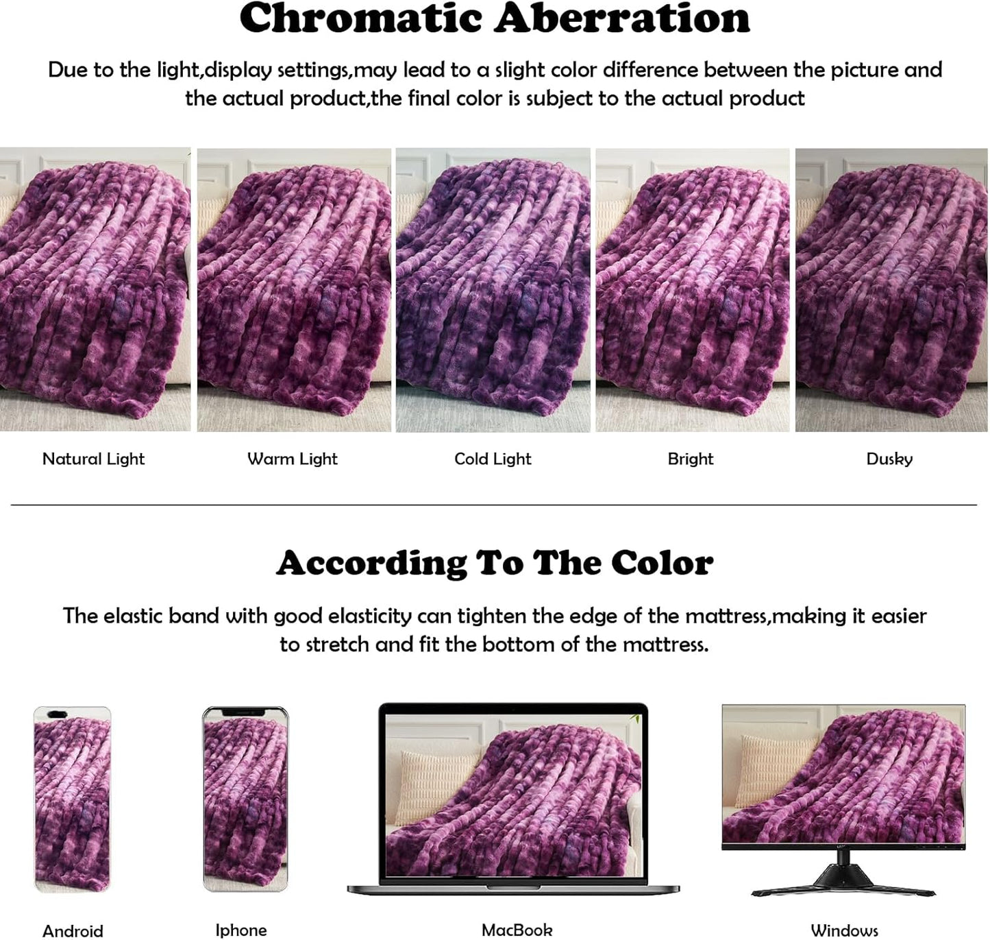 NEWCOSPLAY Faux Fur Twin Blanket Tie-dye Violet Purple Luxury Fluffy Thick Warm Bubble Blanket for Couch Sofa Bed 700GSM (Tie-dye Violet Purple, Twin(60"x80"))