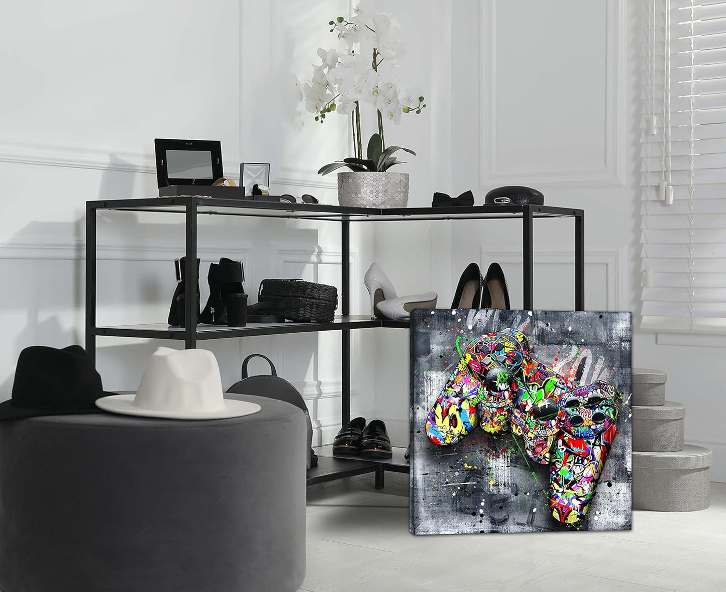 JKWALL77 Graffiti Canvas Wall-Art For living Room Large Size - Banksy Gaming Wall Art For Teen Boy Room Decor - Abstract Wall Painting Ready to Hang Size 20" x 20"