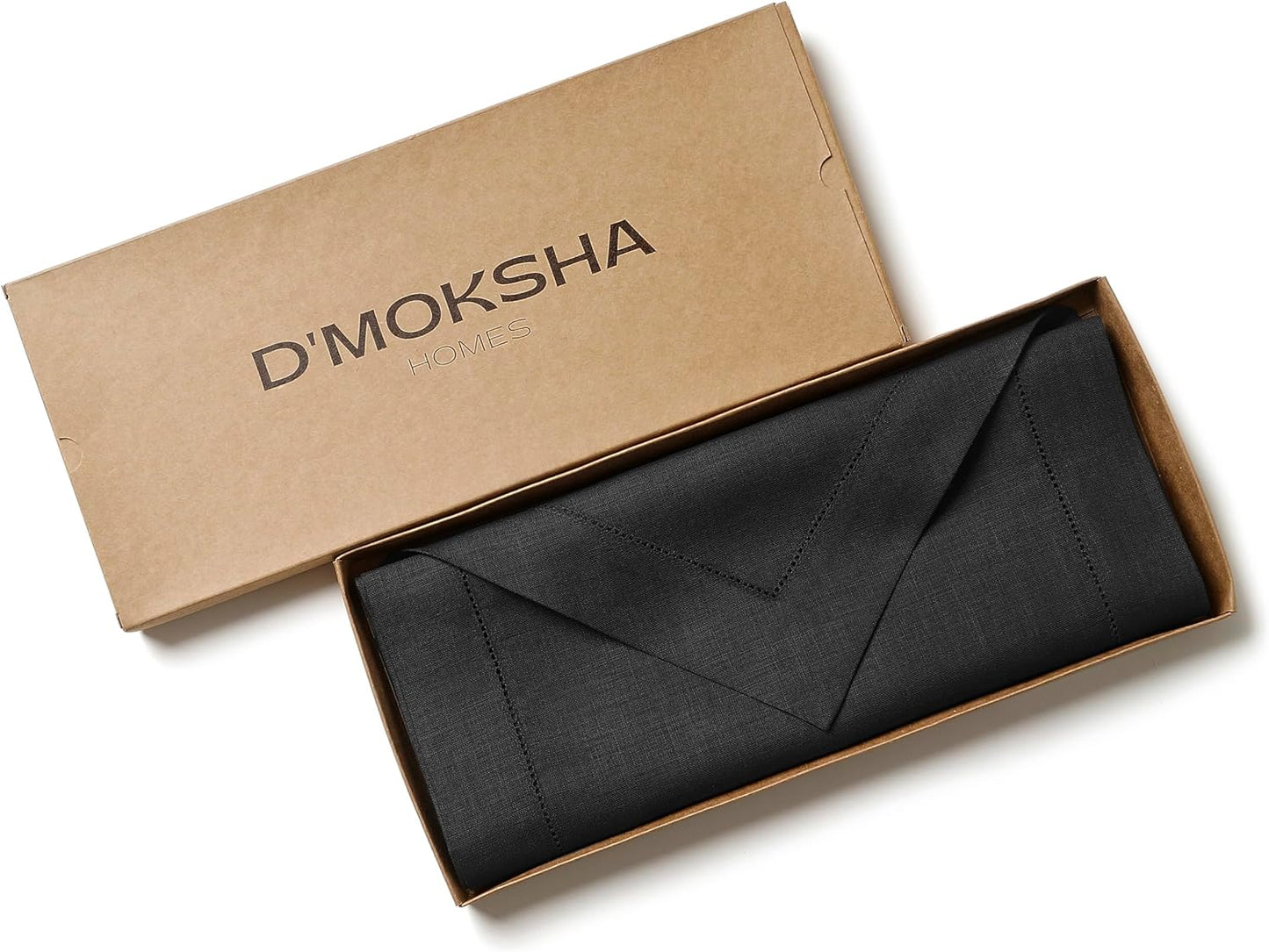 D'Moksha Homes Black Linen Table Runner 120 Inches Long - 100% Pure Linen Diamond Table Runner 14 x 120 Inch for Dining, Fall and Halloween - Machine Washable