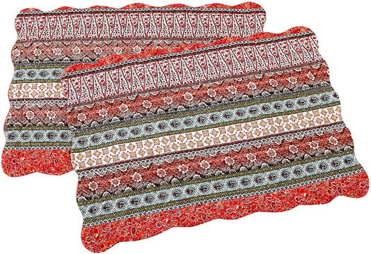 NEWLAKE Quilted Cotton Bed Pillowcases,Striped Classical Style, 2 Pieces, 20x36 Inch