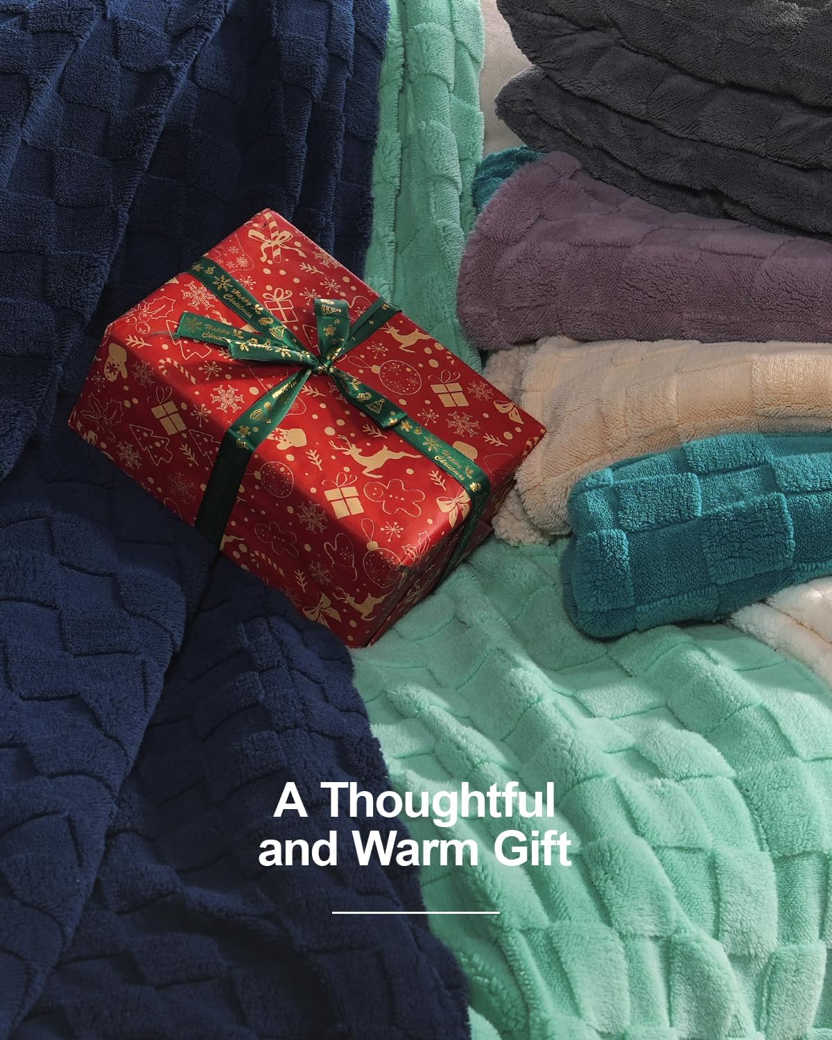 Pawque Super Soft Cozy Throw Blanket King Size for Couch Bed, Fluffy Sherpa Fleece Reversible Thick Warm Fuzzy Blanket for All-Season, 3D Checkered Jacquard Decorative Blankets, Grey, 108"x90"