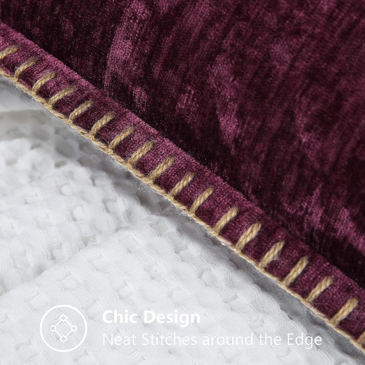 decorUhome Chenille Soft Throw Pillow Covers 26x26 Set of 2, Farmhouse Velvet Neutral Decorative Euro Pillow Covers with Stitched Edge for Couch Sofa Bed Home Decor, Rhododendron