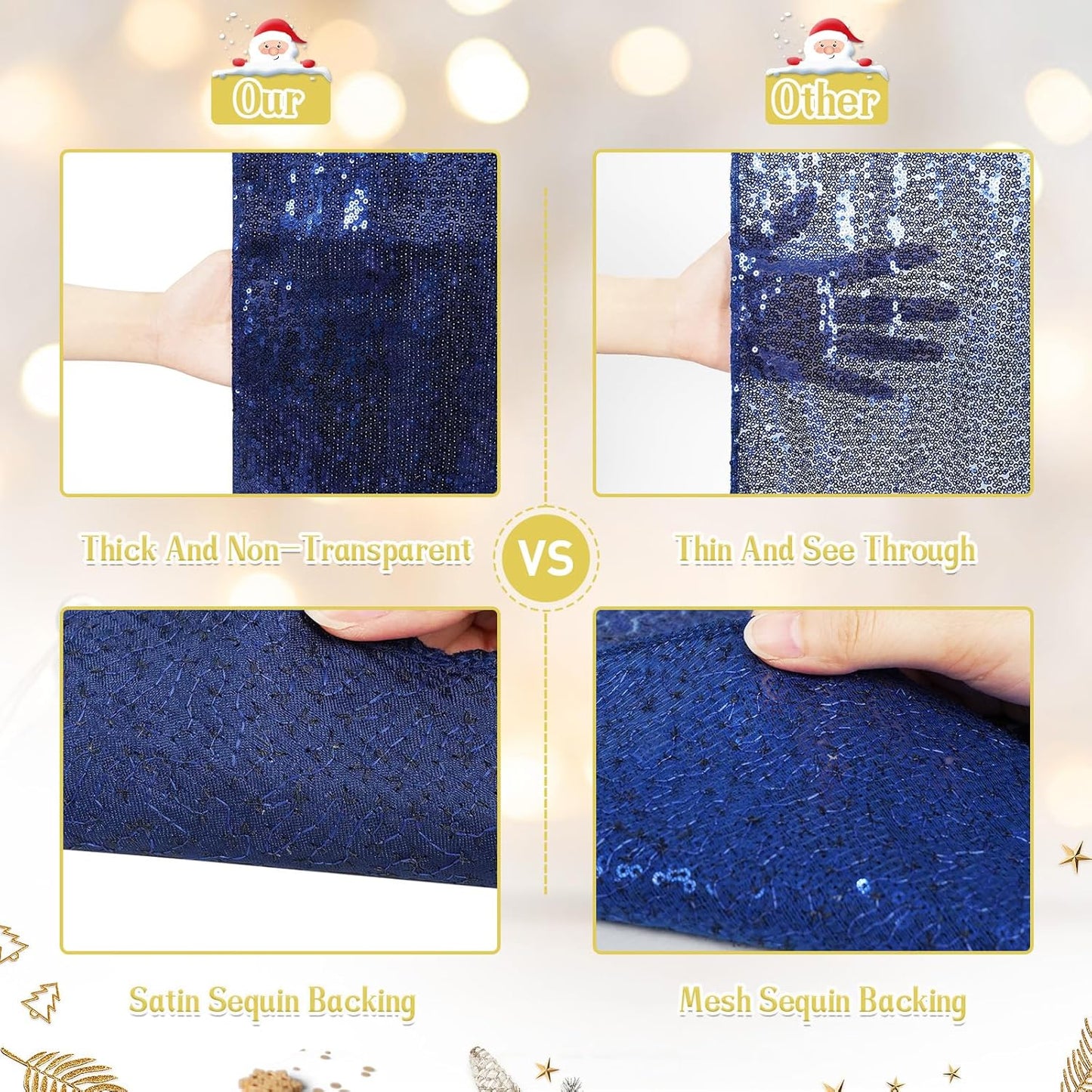 Eternal Beauty Christmas Tree Skirt, 24 Inch Navy Blue Sequin Tree Skirt Small Xmas Tree Skirt for Christmas Tree Decorations