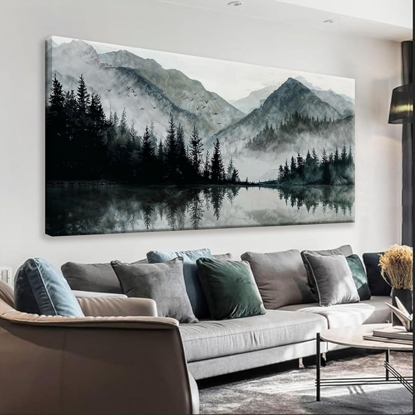 TAIJXAGSG Canvas Wall Art Decor Prints Natural Modern Wall Art Landscape Wall Decorations Mountain Lake View Artwork Pictures For Bedroom Kitchen Office Apartment Decorations 20"×40"