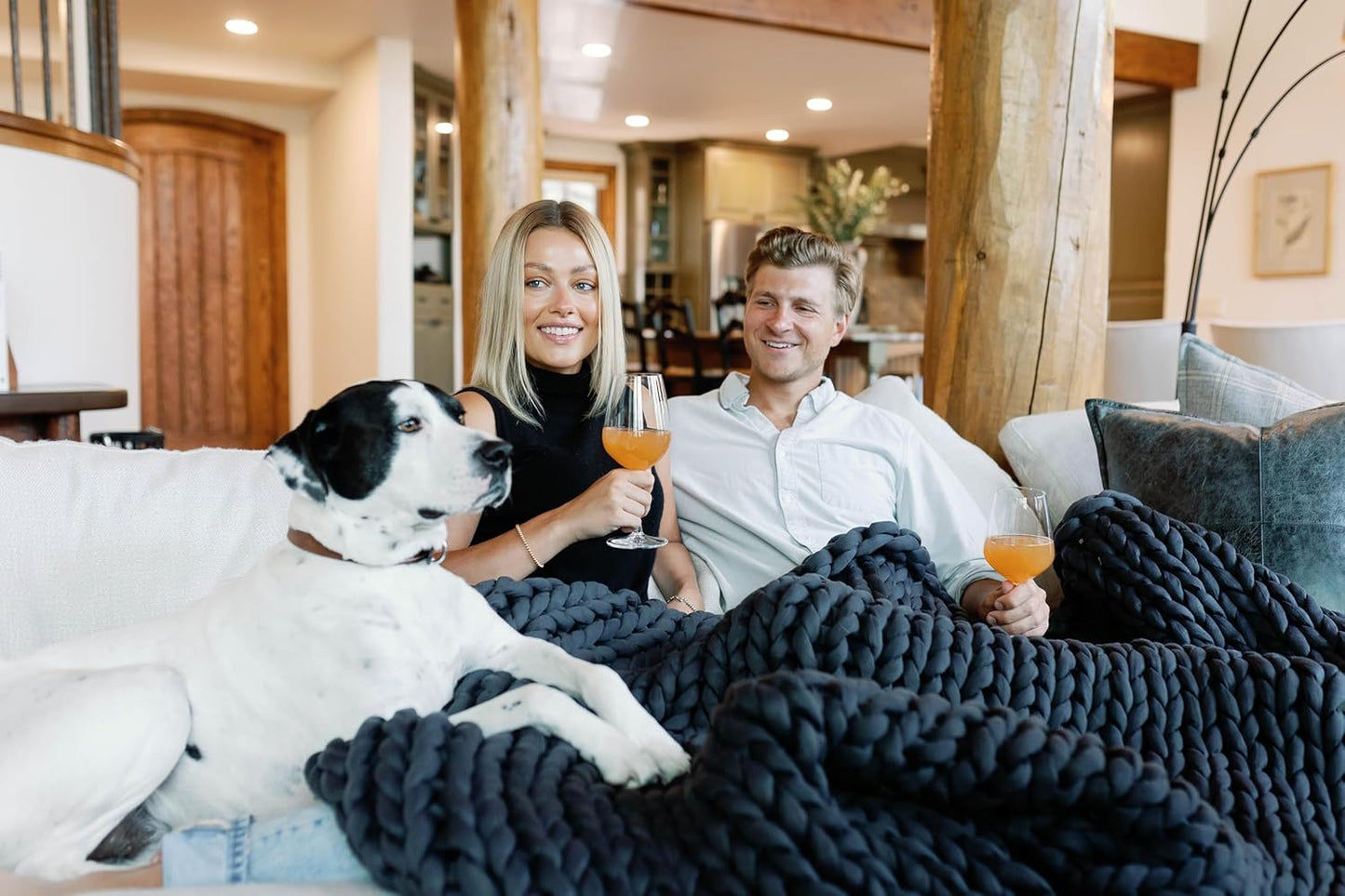 Nuzzie Chunky Knit Weighted Blanket - Breathable, Cooling, Hand Made Knit Throw Blanket for Sleep - Machine Washable, Stylish Decor Design (Dusty Blue, Queen | 28lbs | 80"x80")