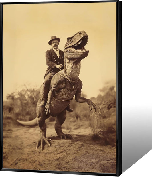 Generic Goth Decor Antiqued Wicca Art Poster Dark Academy Dinosaur And Cowboy Canvas Wall Art Horror Posters Spooky Indoor Art Family Bedroom Office Space Decor 16X24inch Aluminum Framed