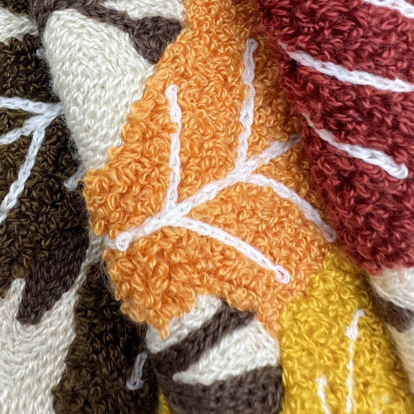 Alysheer Embroidered Fall Decorative Throw Pillow Cover 18"x 18", Boho Farmhouse Cottage Tufted Embroidery Pattern Cotton Canvas Orange Cushion Case for Sofa Couch Bed Living Room Decor(Maple Leaves)