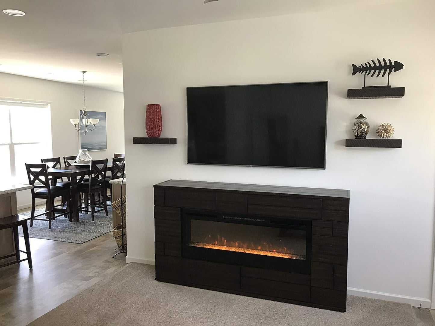 joelsantiques 18 Inch Wooden Floating Shelves for Wall - 18x6x2 in - Made of Natural Wood - Short Heavy Duty Rustic Wall Shelves for Bedroom - Perfect for Bathroom, Kitchen - Mocha