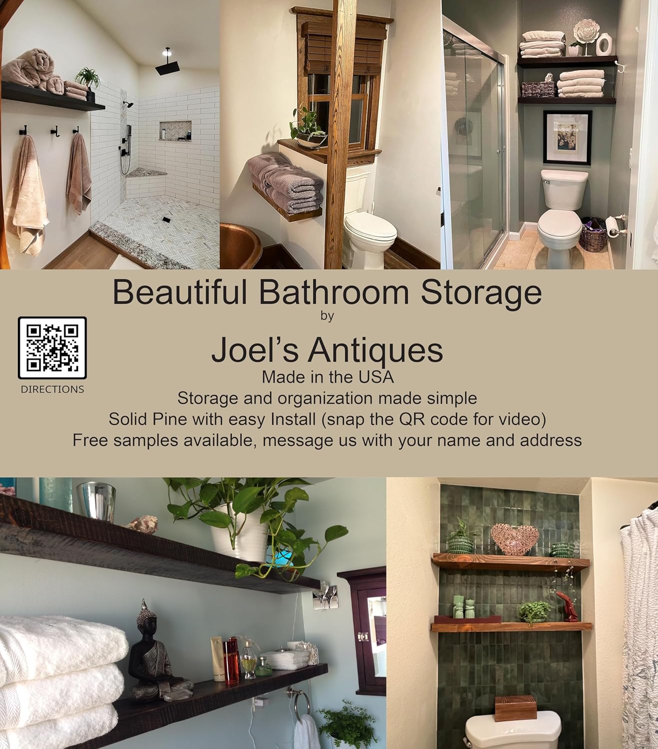 joelsantiques 30 Inch Floating Shelves - 30x8x2 in - Bathroom Shelves Over Toilet - Wall Mounted Floating Shelves Toilet Paper Storage Small Farmhouse Decor Shelf, Rustic Brown