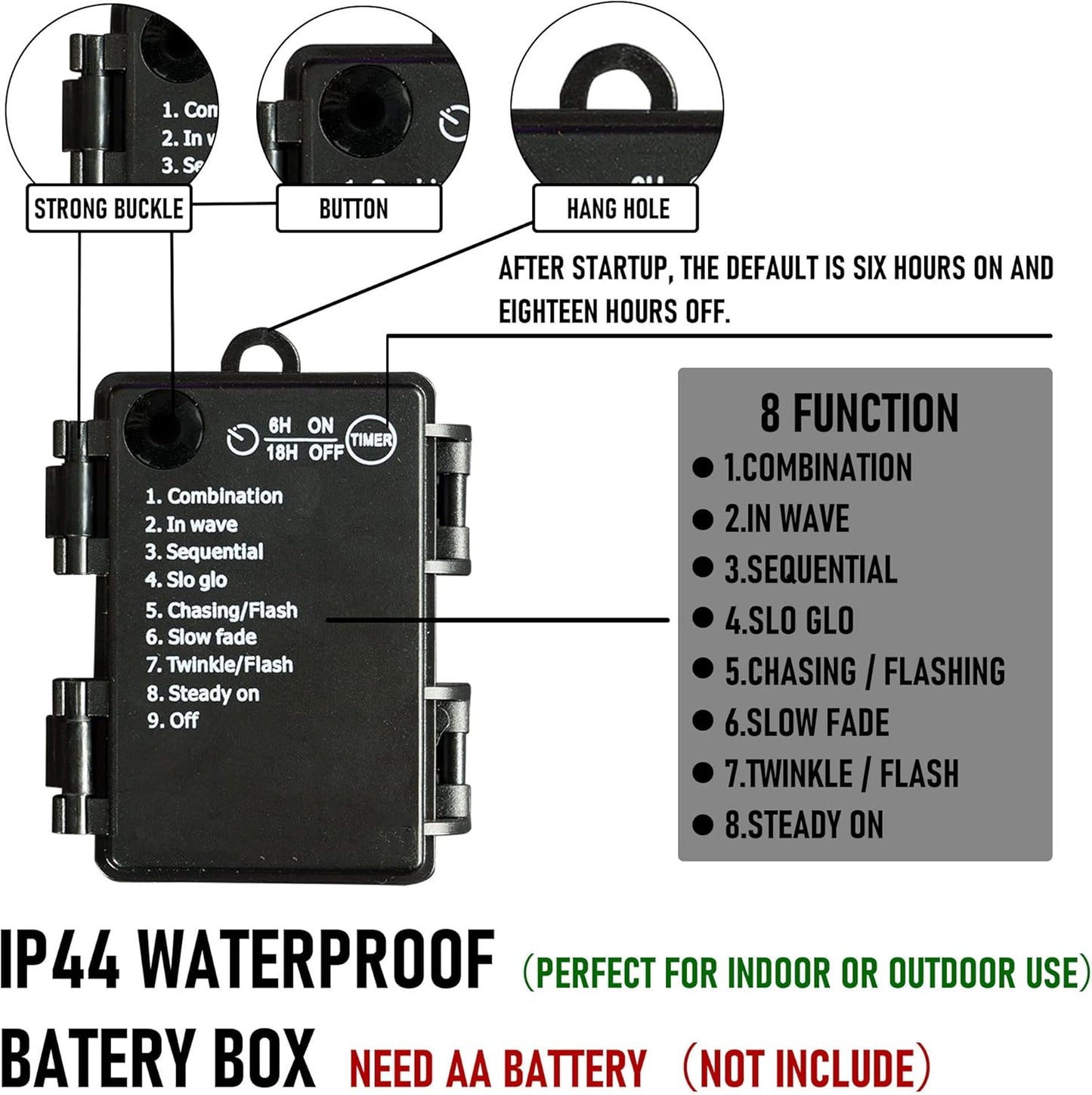 Dazzle Bright Purple and Orange Halloween Lights Battery Operated, 2 Pack Total 100LED 32FT Waterproof Mini String Lights with 8 Modes, Halloween Decorations for Outdoor Indoor Garden Yard Party