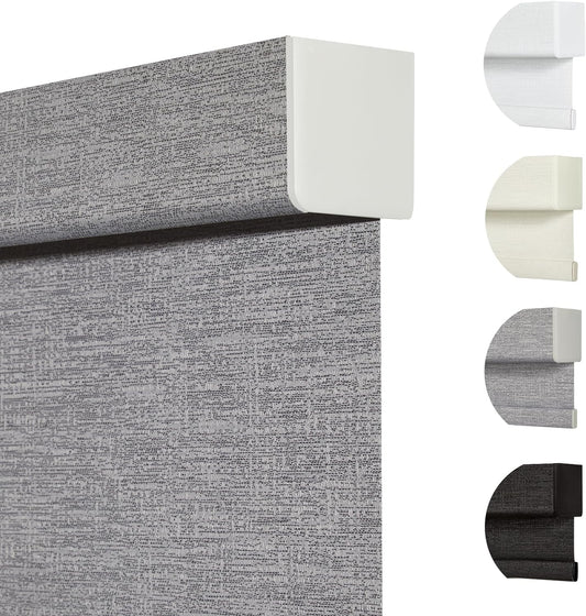 Persilux Blackout Roller Shades for Indoor Windows with Upgraded Cassette, Cordless Shades Window Blinds Pull Down for Doors, Easy to Install for Office/Living Room/Bedroom, Grey(27.5" W x 84" H)