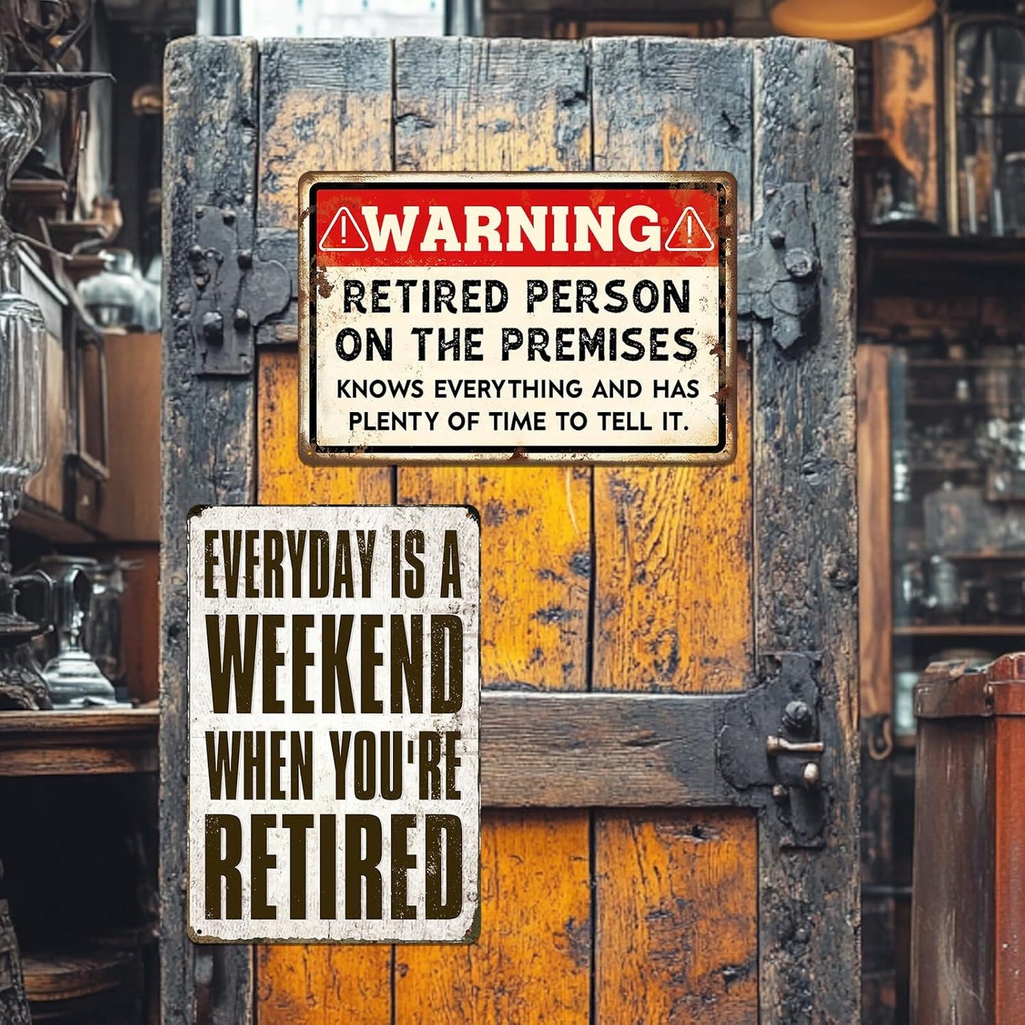 Funny Retirement Sign, Retired Gifts for Men - Happy Retirement Party Decorations for Women, Vintage Retirees Patio Metal Tin Signs Yard Door Frame Decor 8x12 Inch