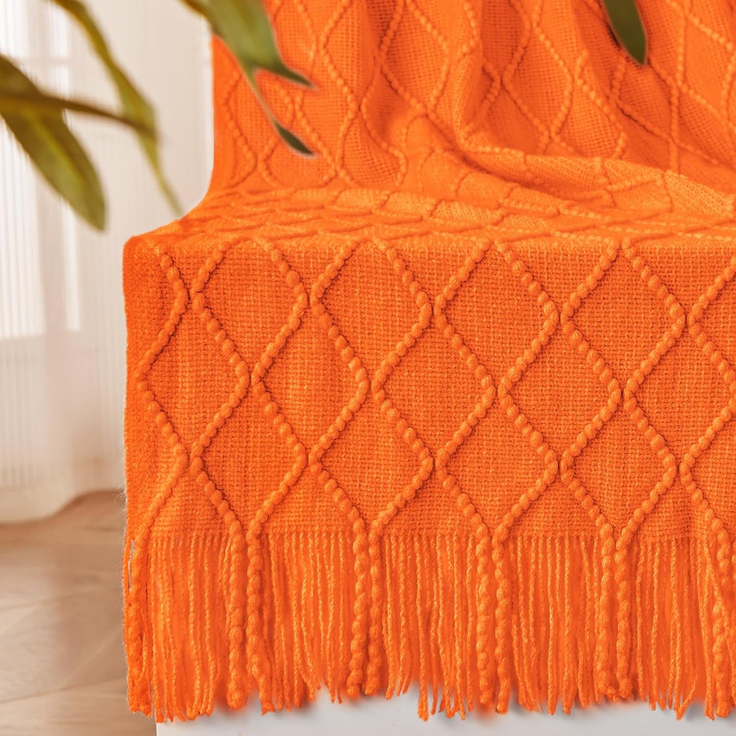 inhand Fall Throw Blanket Burnt Orange Halloween Decor for Couch, Soft Living Room Home Decor Knitted Blanket, Outdoor Lightweight Autumn Blanket, Farmhouse Warm Fall Decoration Indoor, 50"x60"