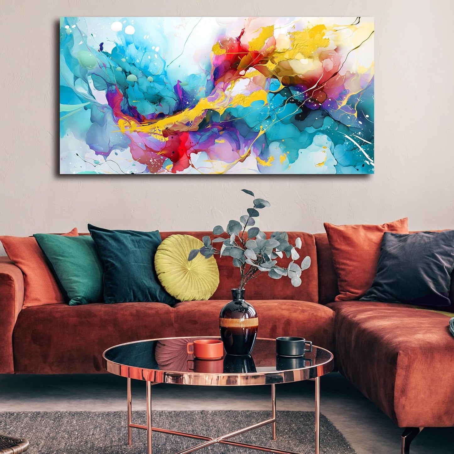 LAOTOART Abstract Canvas Wall-Art for Living Room - Colorful Wall Art Bedroom Office Artwork Wall Decor Ready to Hang Size 24" x 48"