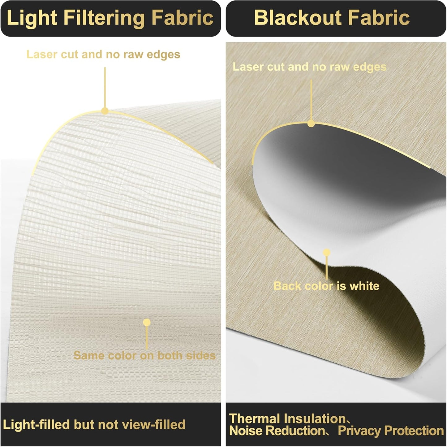 BERISSA Dual Roller Shades with Cassette Valance, Blackout and Light Filtering, Day and Night Shades for Home Office Door. Striped Jacquard Beige. 27 W x 64" H