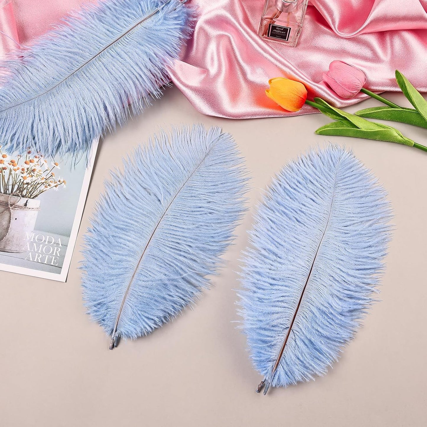 THARAHT Light Purple Ostrich Feathers 12pcs Natural Bulk 8-10Inch 20cm-25cm for Crafts Wedding Party Centerpieces Easter Gatsbi and Home Decoration Feathers