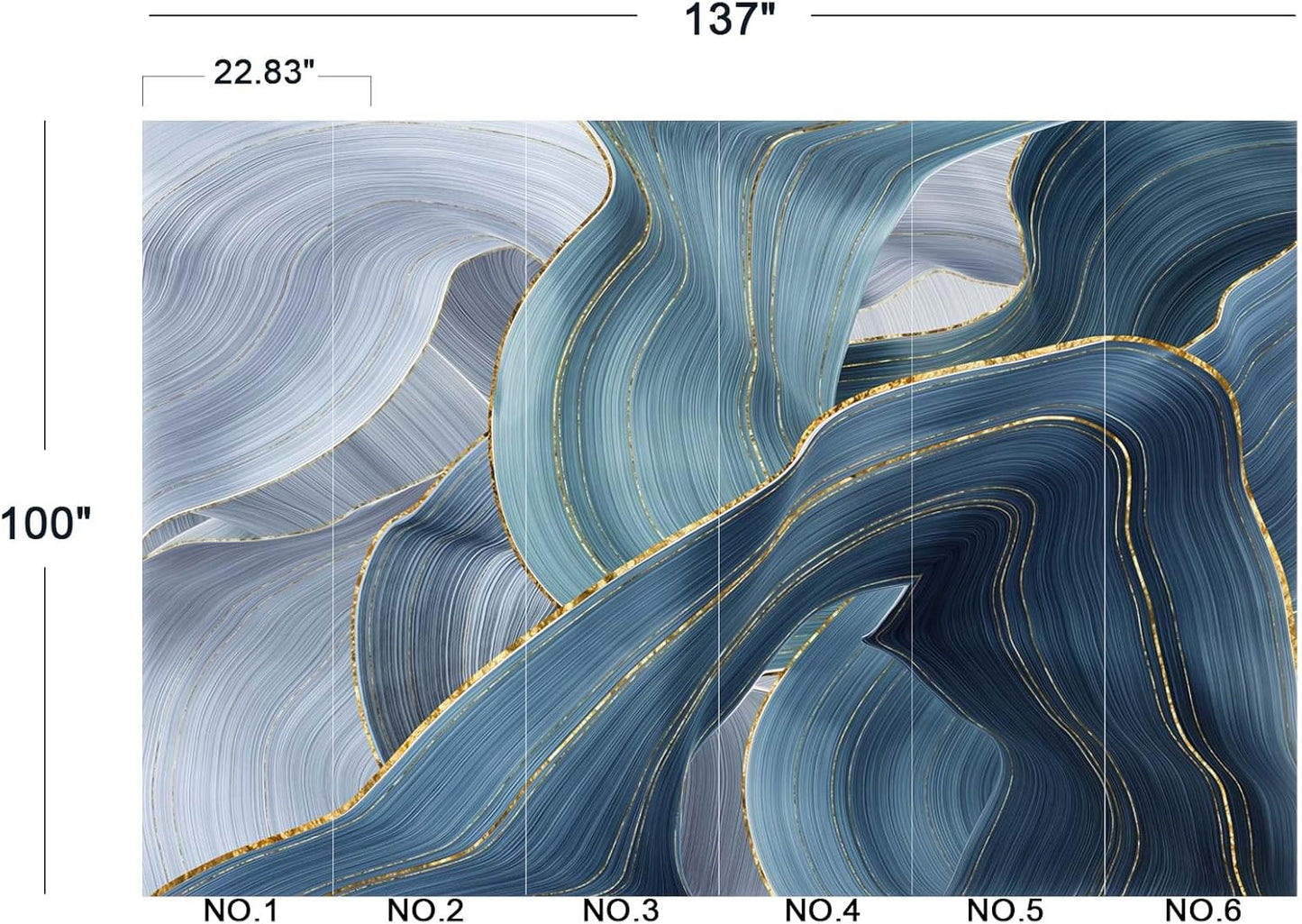 Gilding Marble Blue Wall Mural Wallpaper for Bedroom 137" x 100"