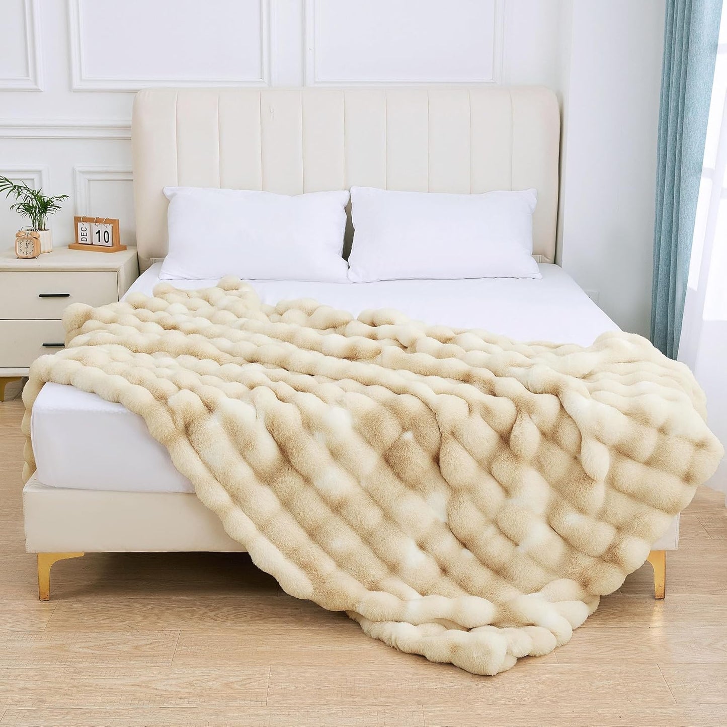 Tie-dye Camel Twin Fuzzy Ultra Soft Bed Comfy Blanket 60x80 Cozy Faux Fur Throw Blanket for Living Room Thick Fluffy Furry Blanket Home Gifts 860 GSM