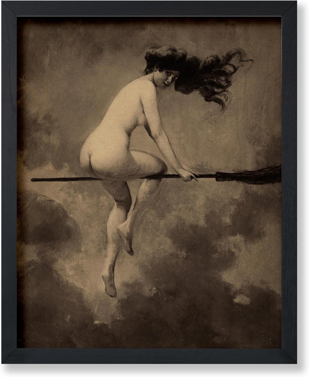 Poster Master Vintage Departure for the Sabbath Poster - Retro Naked Witch Print - Halloween Art - Gift for Men & Women - Gothic Wall Decor for Living Room, Bedroom or Dorm - 8x10 UNFRAMED Wall Art