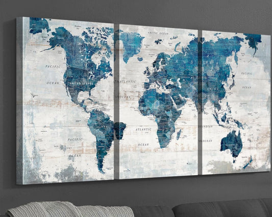 Living Room Wall Art Office Pictures Wall Decor for Bedroom Canvas World Map Art Kitchen Decor Framed Paintings for Wall Decorations