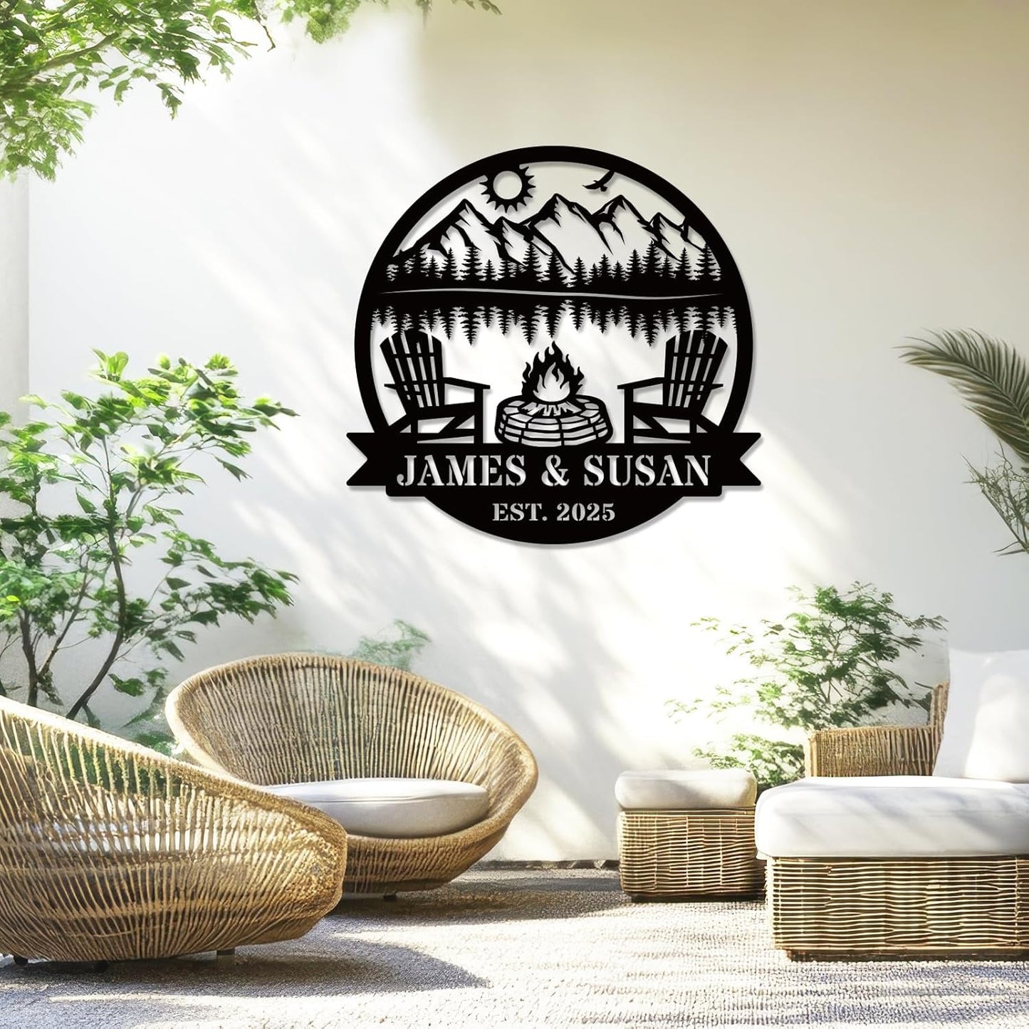 Personalized Camping Signs Custom Outdoor Campfire Metal Sign Custom Mountain Campfire Sign Family Name Sign Personalized Camping Gifts Fire Pit Cabin Campsite Sign(Campfire)