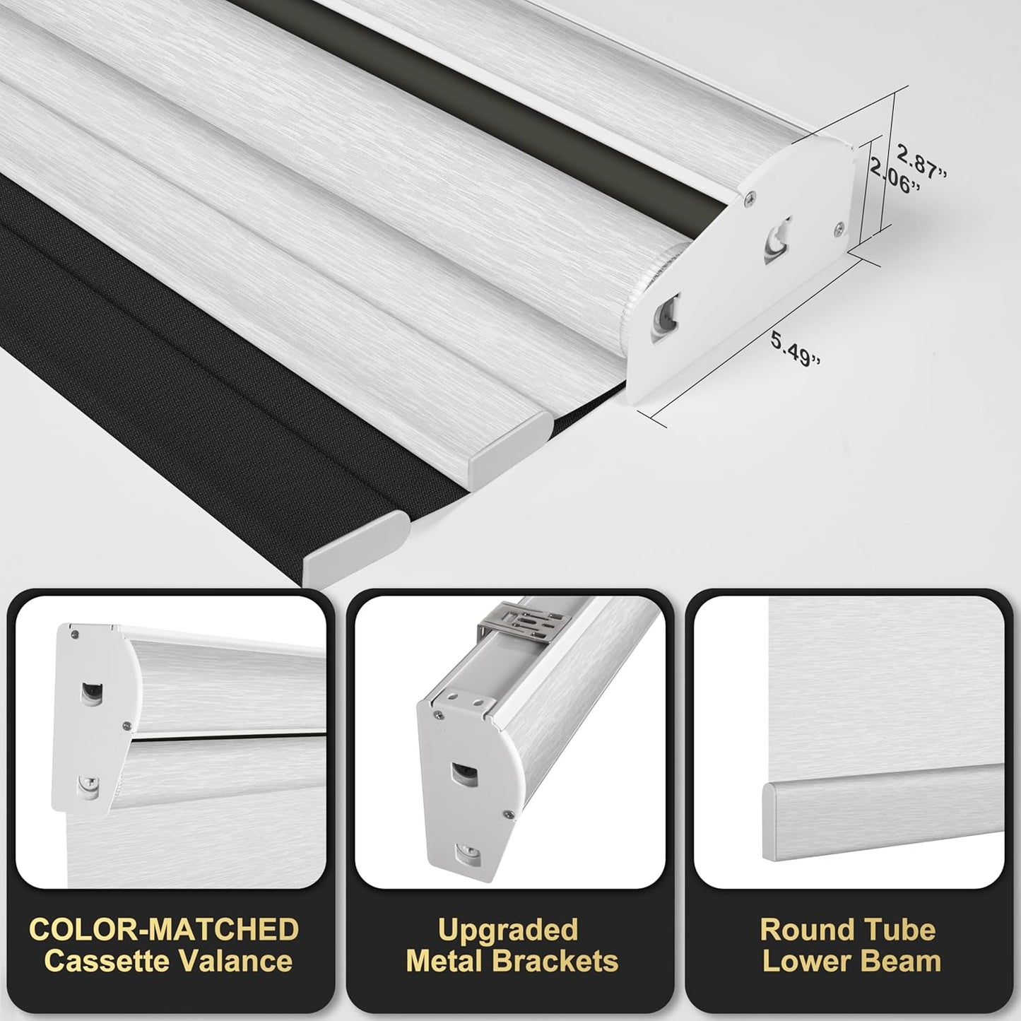 BERISSA Cordless Dual Roller Shades with Cassette Valance, Double Window Shades Blackout and Light Filtering, Day and Night for Home Office Door. Linen Black and White. 78 W x 44" H