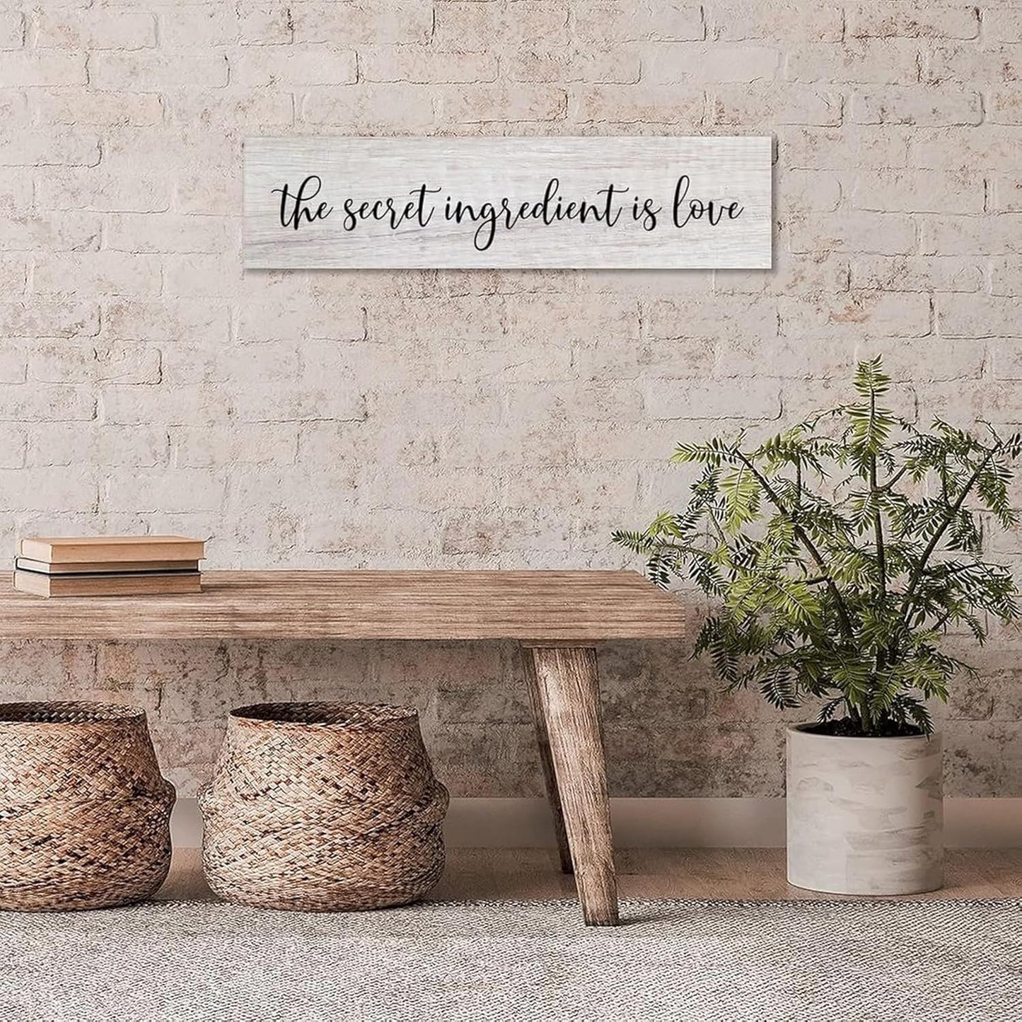 Generic Funny Wood Sign The Secret Ingredient is Love Rustic Wooden Hanging Sign Home Farmhouse Kitchen Wall Decoration 16 x 6 Inch