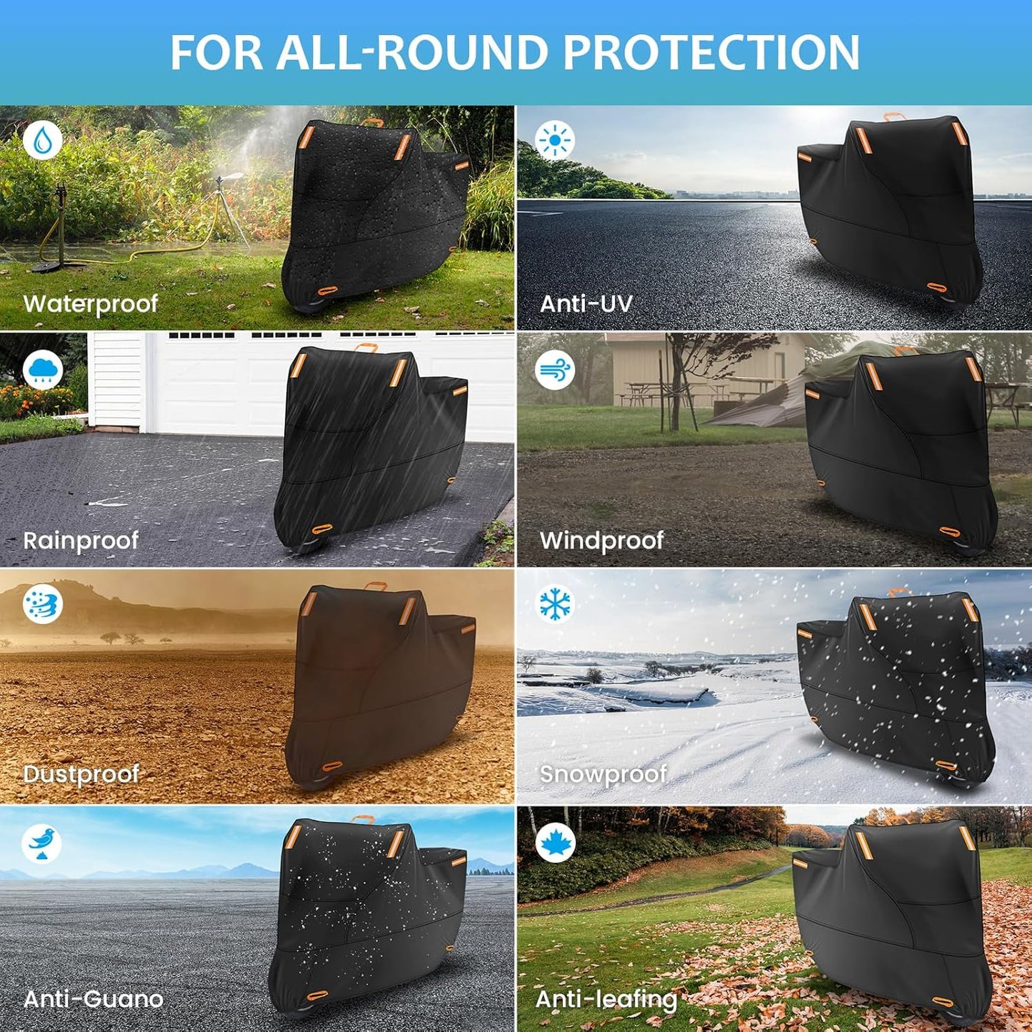 Moped Cover Waterproof Outdoor, Motorbike Scooter Covers for Outside Sun Rain Dust Protection with 4 Reflective Strips and 2 Fixed Buckles, 2 Lock-Holes for Motorcycle Sportbike (M: 79 x 35 x 39 inch)