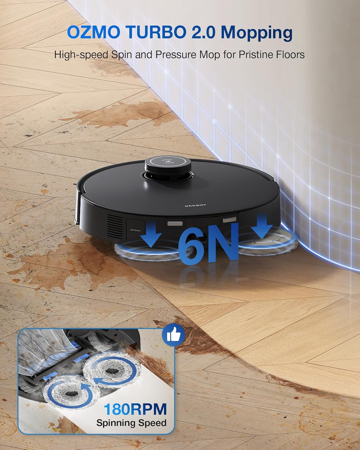 ECOVACS DEEBOT T30S PRO Robot Vacuum and Mop, 11000Pa, TruEdge Adaptive Edge Mopping, ZeroTangle Technology, AI Instant Re-mop, Self-Emptying & Refilling, AI Obstacle Avoidance