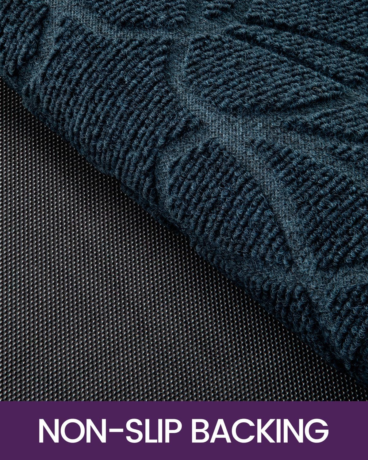 DEXI Front Door Mat Outside Entrance, Heavy Duty Non Slip Low Profile Doormat for Entryway, Trap Dirt and Moisture Welcome Mats, Easy Clean, Patio, Garage, 5x3, Blue