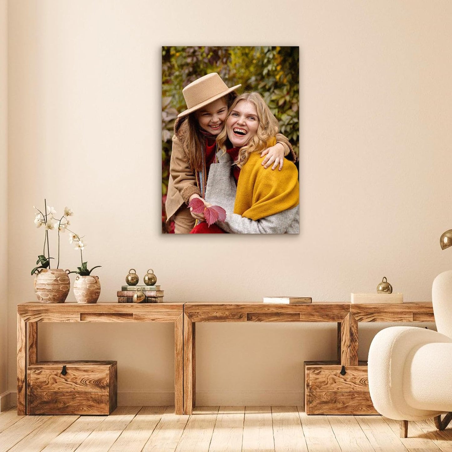 Custom Canvas Prints with Your Photos- Personalized Print Canvas Pictures, Custom Wall Art Gift for Living Room, Bedroom, Wedding Family Baby Pets Framed 8 x 12 inche