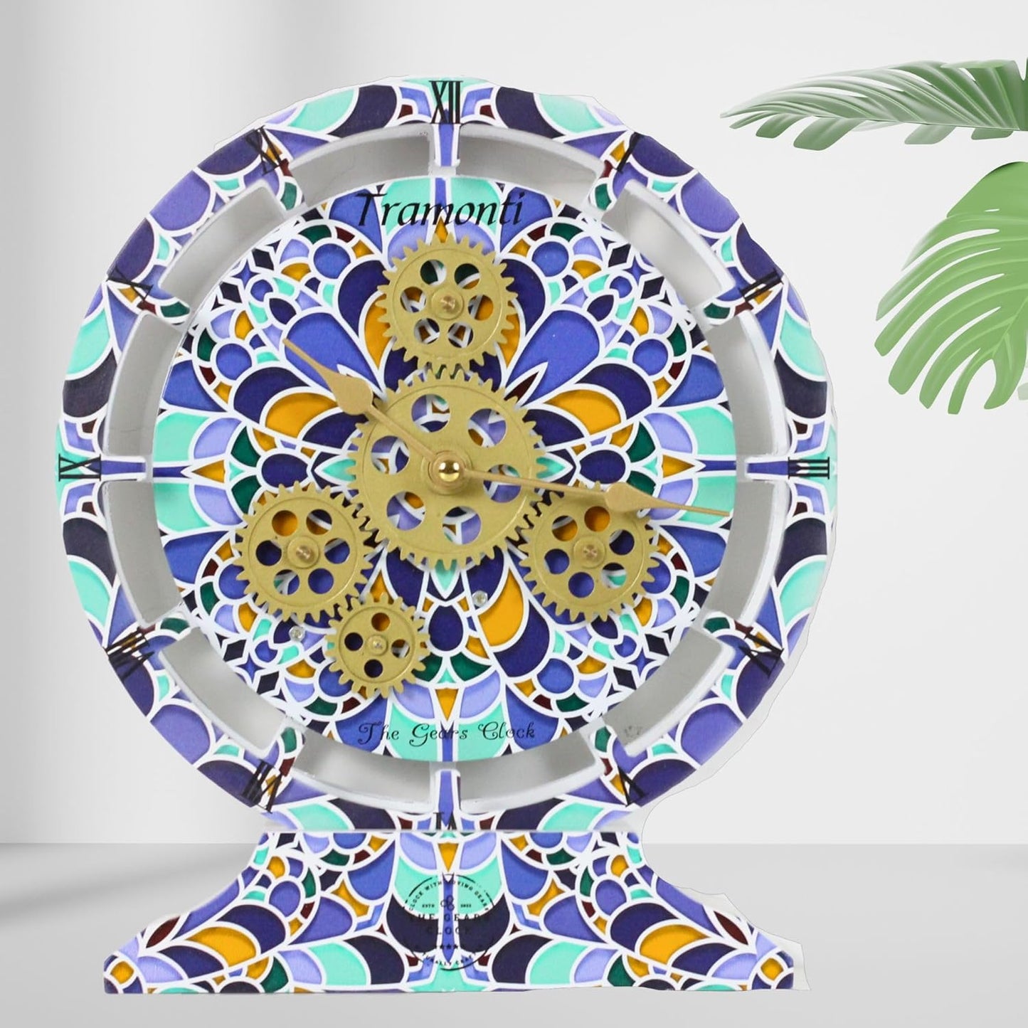 The Gears Clock Wall Clock Italy Collection with Moving Gears (Tramonti, 10 inch Round)