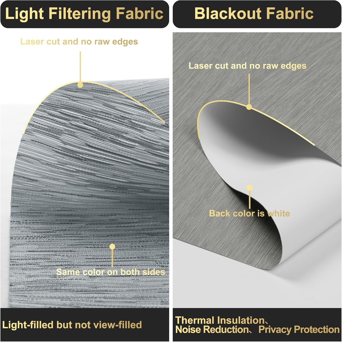 BERISSA Cordless Dual Roller Shades with Cassette Valance, Double Window Shades - Blackout and Light Filtering, Day and Night for Home Office Door. Striped Jacquard Grey. 67 W x 36" H