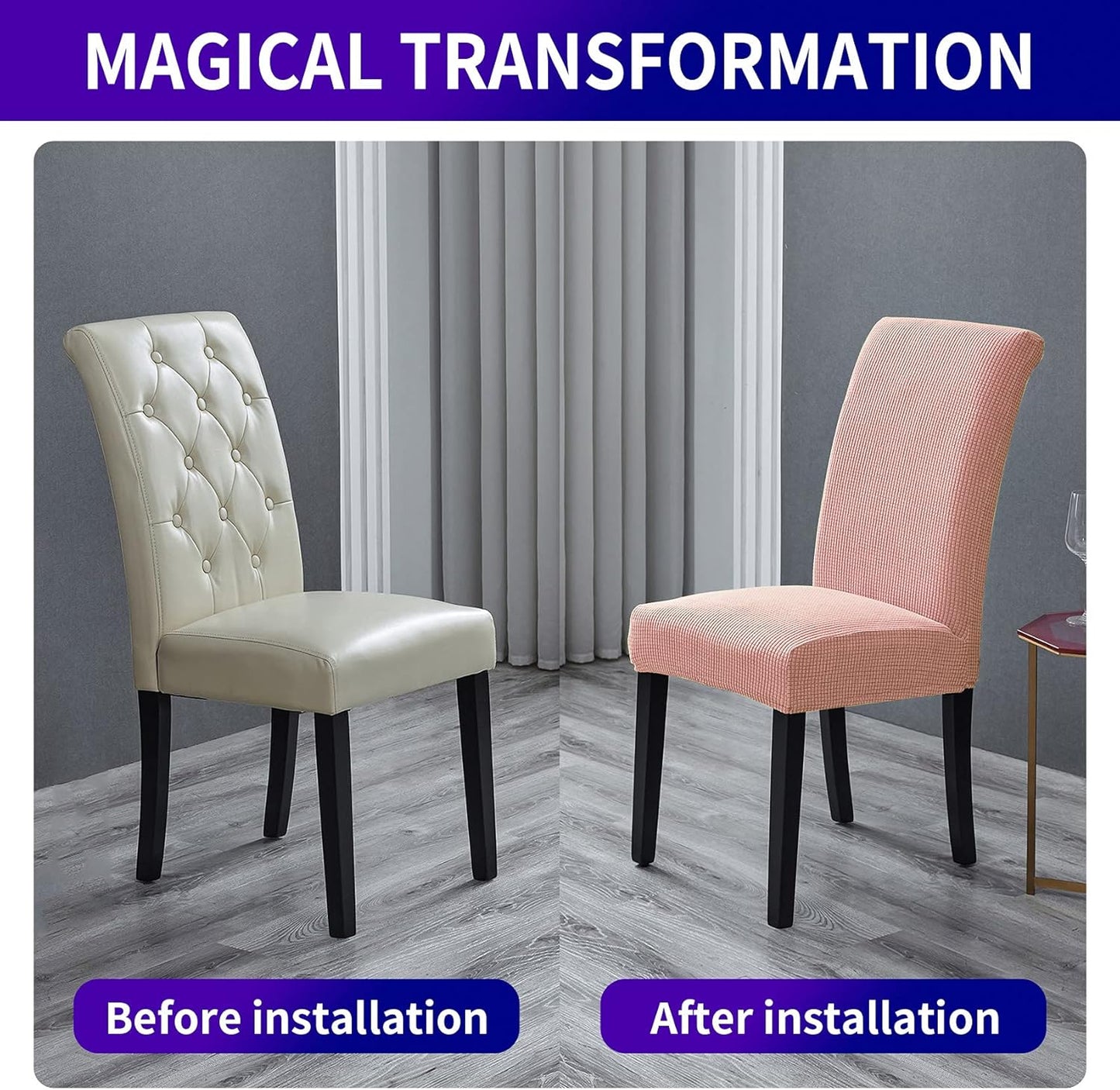 Howhic Stretch Chair Covers for Dining Room Set of 4, Removable Washable Dining Room Chair Covers, Dining Chair Slipcovers Seat Protector, Great for Home Decor and Banquet (Dusty Pink, 4 Pack)