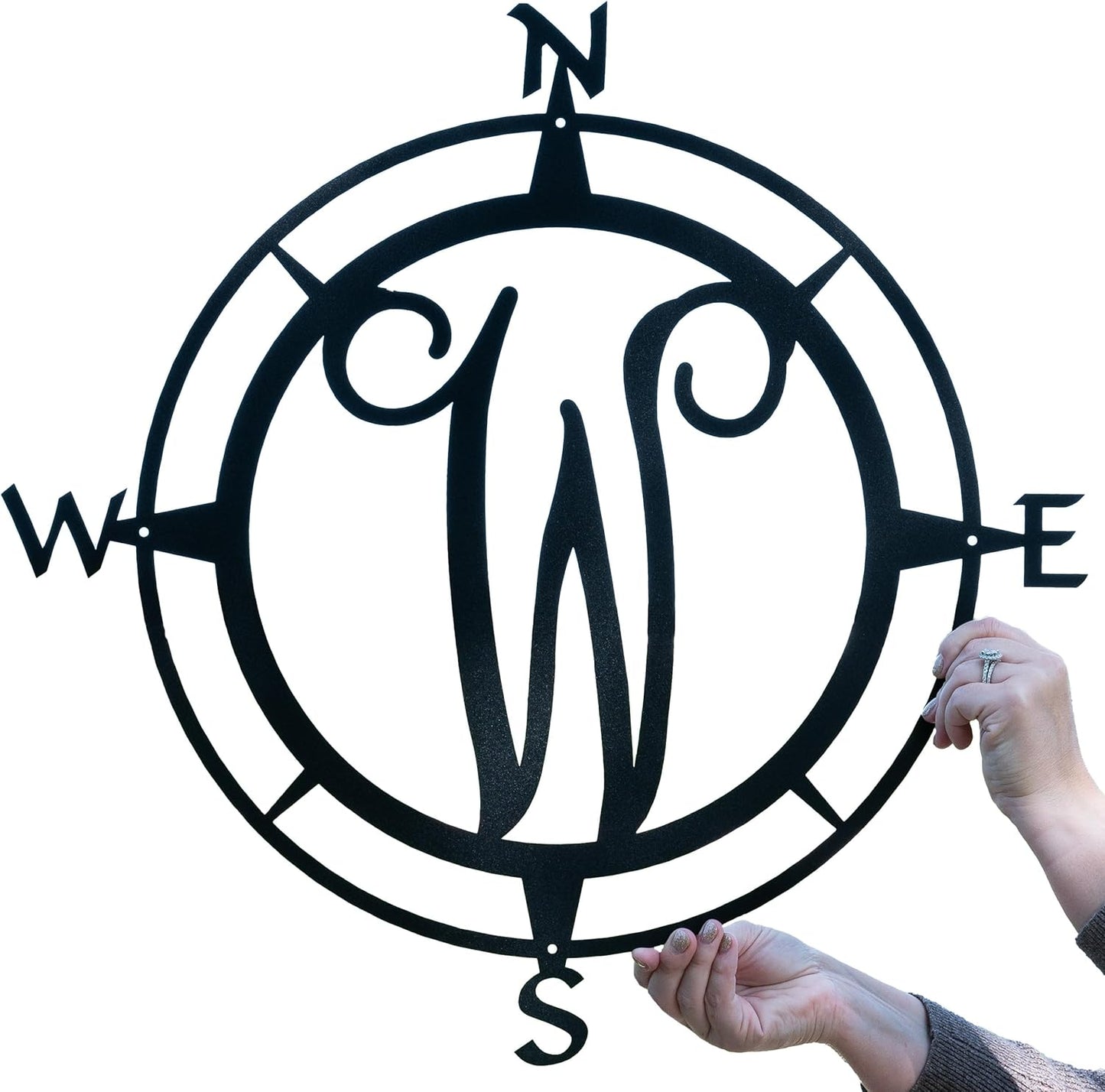 Metal Compass Letter Monogram | Wall Monogram Sign | Nautical Decor | Rustic Compass letter Decor | Wedding Gift, Steel Compass