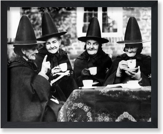 Poster Master Vintage Witches Tea Party Poster - Retro Witchcraft Print - Halloween Art - Gift for Men & Women - Funny Gothic Decor for Living Room, Bedroom, Kitchen or Dorm - 16x20 UNFRAMED Wall Art