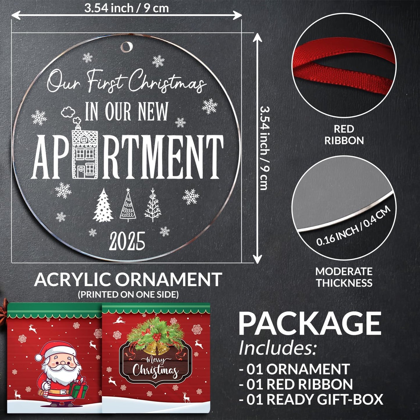 Our First Christmas in Our New Apartment 2025 Xmas Ceramic Ornament - Apartment Decor House Warming Gifts 1st Apartment Christmas Ornament Idea for New House Housewarming Couple & Family Xmas Gifts