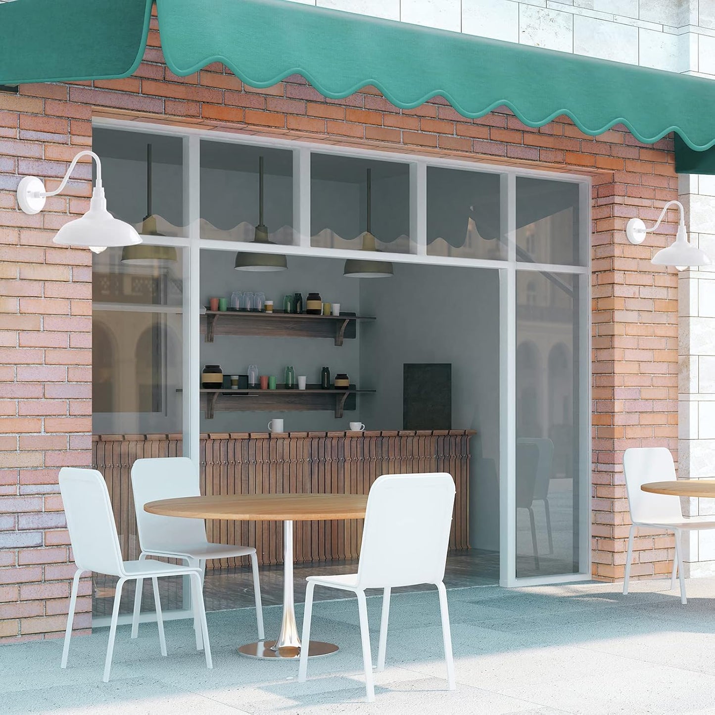 10'' Diameter Outdoor Gooseneck Barn Light Fixture with Wall Mount, White Exterior Waterproof Porch Barn Door Wall Lantern, Farmhouse Outdoor Wall Sconce, 1 Pack, LM2201-WH