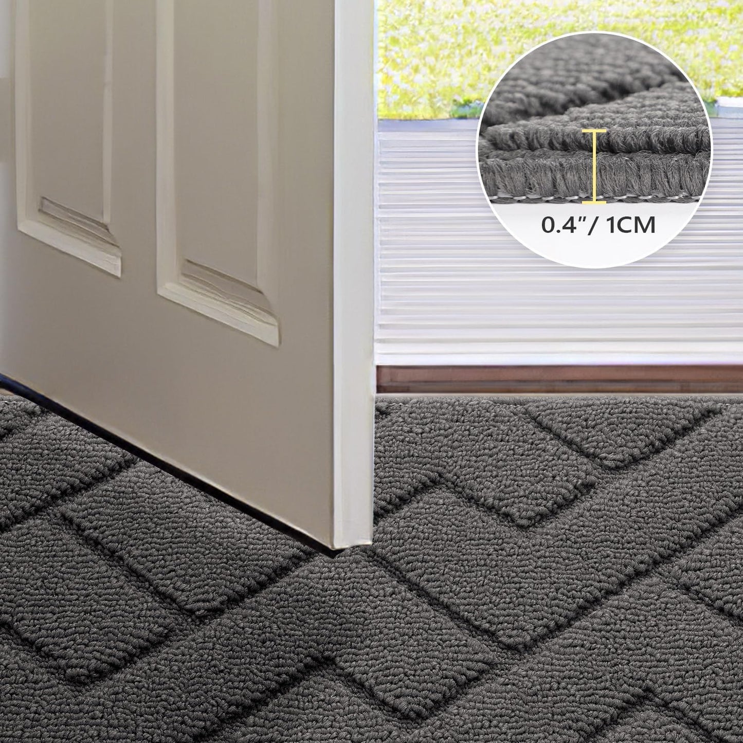 hicorfe Indoor Doormat,Front Back Door Mat Rubber Backing Non Slip Door Mats 47"x71" Absorbent Resist Dirt Entrance Doormat Inside Floor Mats for Entryway Washable Low-Profile (Grey)