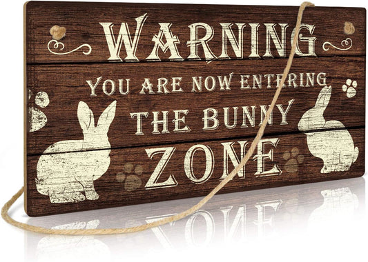 Putuo Decor Funny Rabbit Sign Bunny Rabbit Home Decor Gift Bunny Mom Bunny Lover 12 x 6 Inch (The Bunny Zone) Easter Decorations